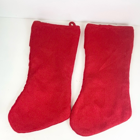 Two Red Knitted Christmas Stocking with S Initial - Picture 12 of 13